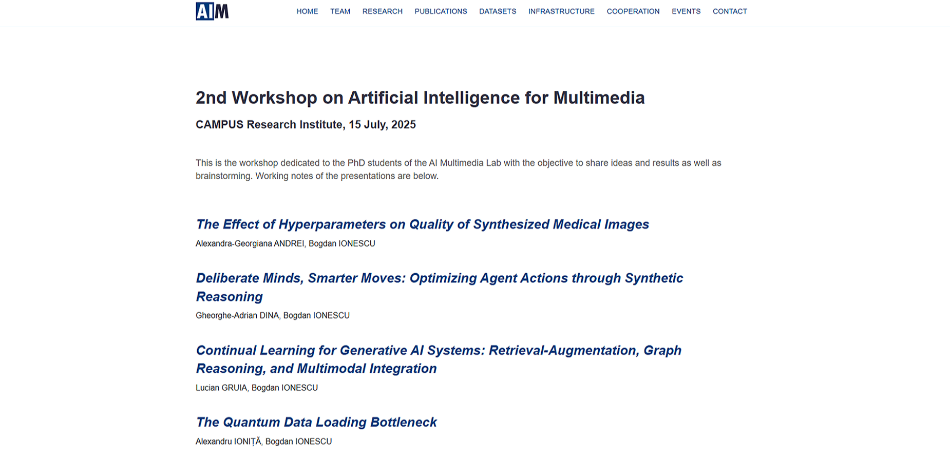 AI4MM Workshop 2025 - Second Workshop on Artificial Intelligence for Multimedia
